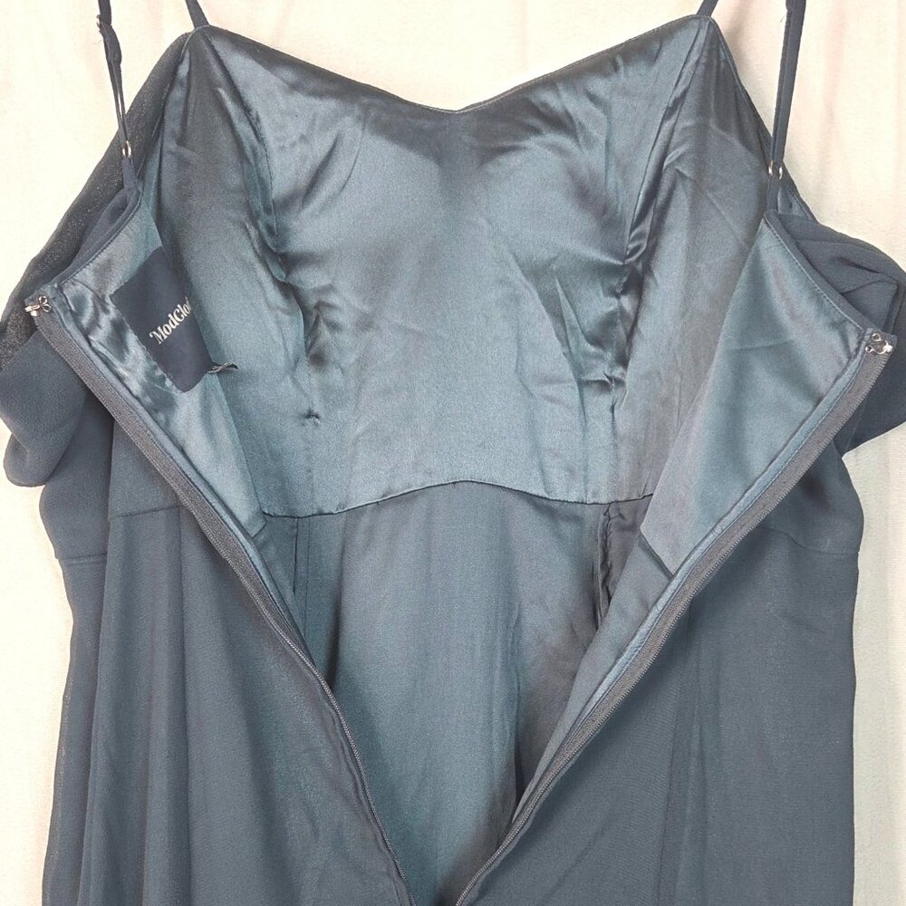 ModCloth Resounding Wow Slate Blue Off Shoulder Bridesmaid Maxi Dress Size 14 - Picture 6 of 10